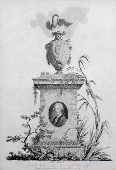 Dr Thomas Augustine Arne (1710-78), grawerowany przez Jamesa Heatha (1757-1834), 1793 (patrz także 84546) autorstwa Edward Francis Burney