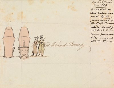 Carta ao Rev. Richard Burney com desenho da Cabeça Colossal do British Museum Courtyardpolish autorstwa Edward Francis Burney