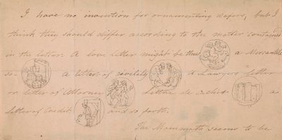 List z wzorami na sygnety (?) autorstwa Edward Francis Burney