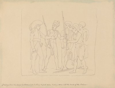 Złożenie broni w ręce Indian autorstwa Edward Francis Burney