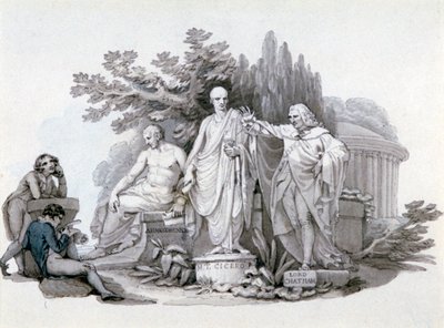„Dwóch młodzieńców kontemplujących posągi Demostenesa, Cycerona i Pitta”, c1780-1848 autorstwa Edward Francis Burney