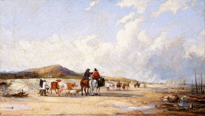 „Przekraczanie piasków na targ Swansea”, ok. 1850 r. autorstwa Edward Francis Drew Pritchard