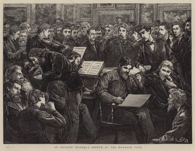 Spotkanie artystów, szkic w klubie Hogarth autorstwa Edward Frederick Brewtnall
