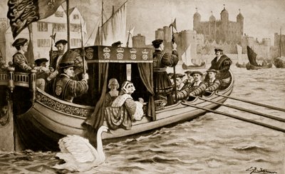 Catherine Howard zostaje przeniesiona do wieży, ilustracja z "Hutchinson