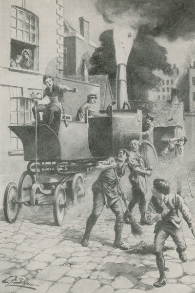 Gurney i jego wspaniały silnik (litografia) autorstwa Edward Frederick Skinner