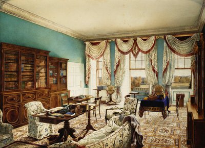 Biblioteka, Binfield, Berkshire, z widokiem na park, autorstwa Edward Hassell