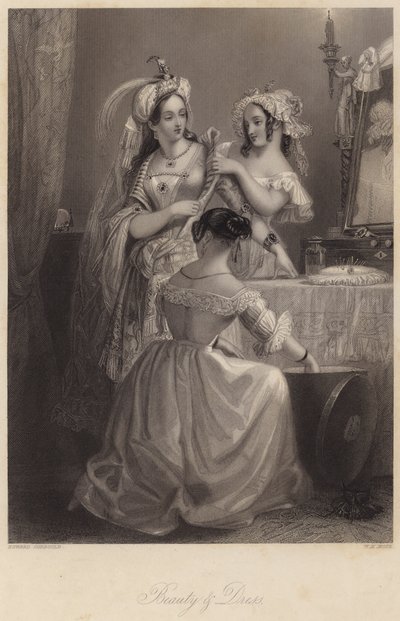 Piękno i sukienka (grawerowanie) autorstwa Edward Henry (after) Corbould