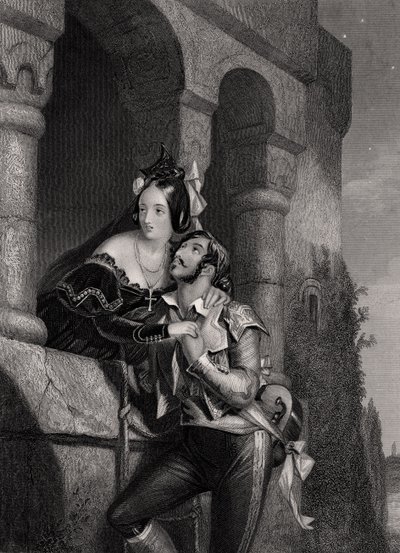 „Dobranoc, tysiąc razy, dobranoc”, grawerowana przez W.H. Egleton, z „Romea i Julii” Williama Szekspira (1564-1616) autorstwa Edward Henry Corbould