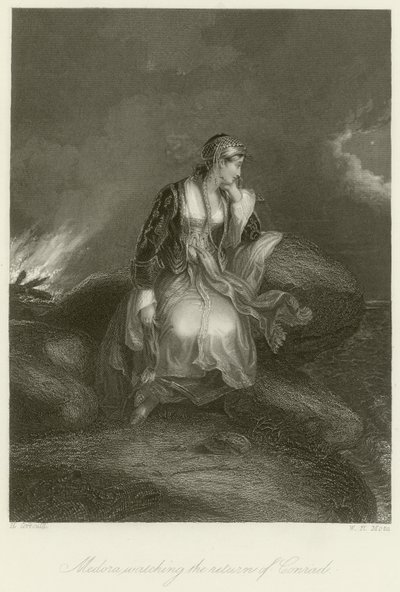 Medora ogląda powrót Conrada autorstwa Edward Henry Corbould