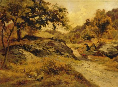 Na drodze do Llyn Elsi, ok. 1885 (olej na tekturze) autorstwa Edward Henry Holder