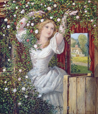 Córka ogrodnika, 1860 (wc na papierze na pokładzie) autorstwa Edward Henry Wehnert