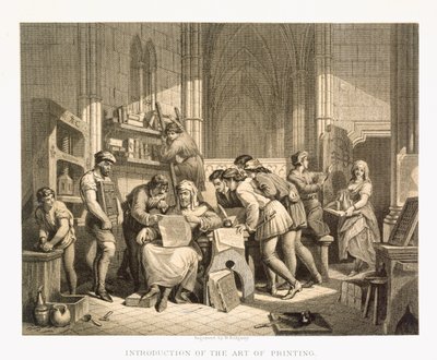 Wprowadzenie do sztuki drukarskiej z „Illustrations of English and Scottish History” tom I autorstwa Edward Henry Wehnert