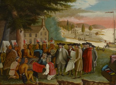 Traktat Penna z Indianami, c.1830-40 (olej na płótnie) autorstwa Edward Hicks