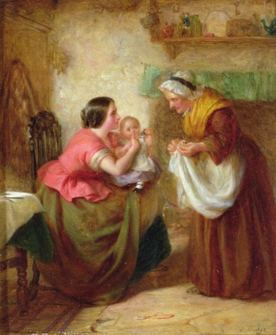Pierwszy ząb (olej na panelu) autorstwa Edward Hughes
