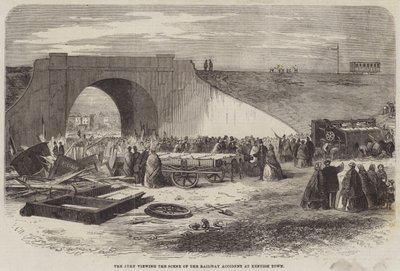 Jury oglądając scenę wypadku kolejowego w Kentish Town autorstwa Edward Hull