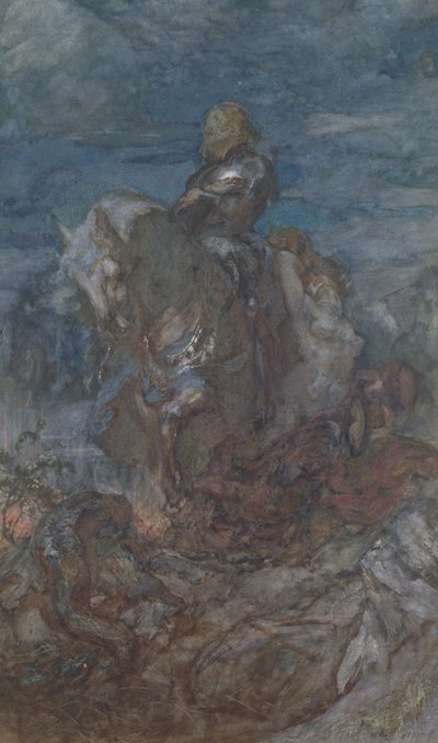 Sir Galahad (wc i gwasz na papierze) autorstwa Edward John Gregory