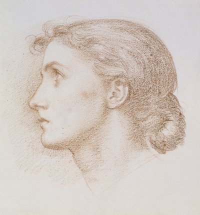 Studium głowy młodej kobiety, ok.1880 (kreda na papierze) autorstwa Edward John Poynter