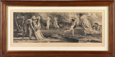 Nausicaa i jej pokojówki (grafika) autorstwa Edward John Poynter