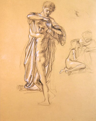 Studium lęków bezczynności (I), 1893 (kreda na papierze) autorstwa Edward John Poynter