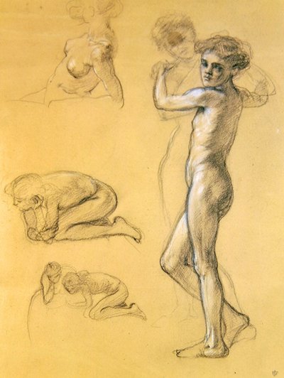 Studium lęków bezczynności (III), 1893 (kreda na papierze) autorstwa Edward John Poynter