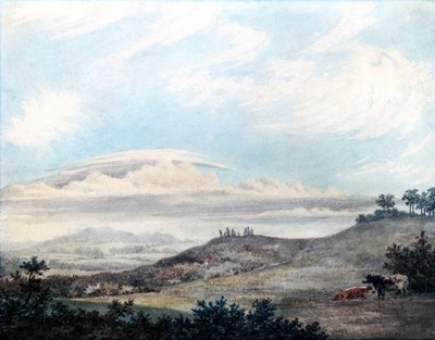 Wiejski krajobraz z późniejszymi studiami chmur Luke Howard (1772-1864) c.1808-11 (wc na papierze) autorstwa Edward Kennion