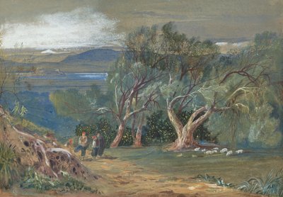 Odległy widok na Korfu z Viros autorstwa Edward Lear