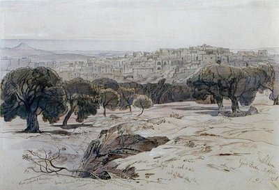 Betlejem - Wielki Piątek, 2 kwietnia 1858 (pióro, atrament i akwarela na papierze) autorstwa Edward Lear