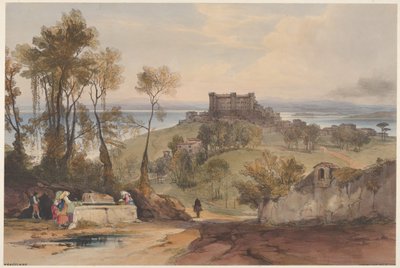 Bracciano Widoki Rzymu i okolic, tablica 2, 1841. autorstwa Edward Lear