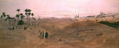 Kair (pióro i atrament oraz akwarela na papierze) autorstwa Edward Lear