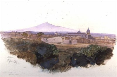 Katania: 1847 (pióro, tusz i gwasz) autorstwa Edward Lear