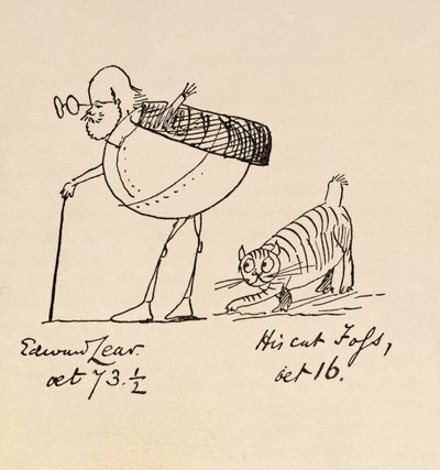 Edward Lear w wieku 73 i pół lat i jego kot Foss, lat 16 autorstwa Edward Lear