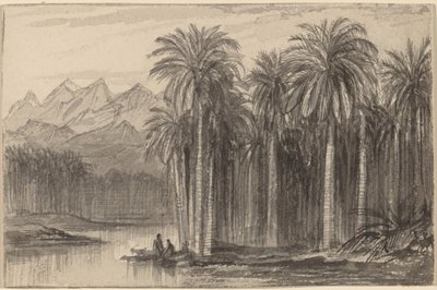 Figurki płynące w kajakach z gaju palmowego (Wady Feiran) autorstwa Edward Lear