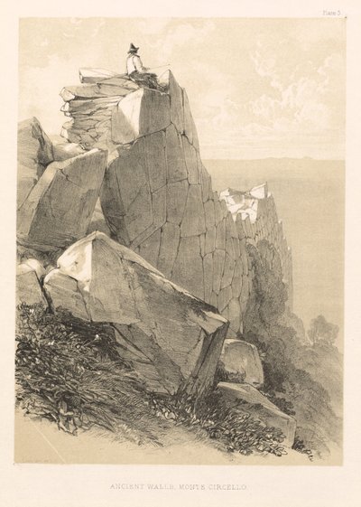 Ilustrowana wycieczka po Włoszech (tom II): Starożytne mury, Monte Circello autorstwa Edward Lear