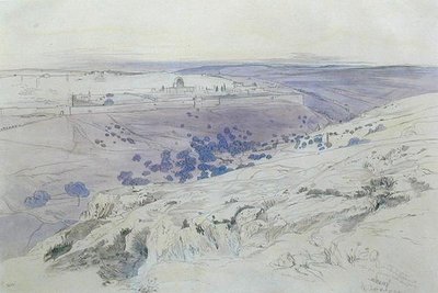 Jerozolima, 24-28 kwietnia 1858 (pióro, tusz i akwarela na papierze) autorstwa Edward Lear