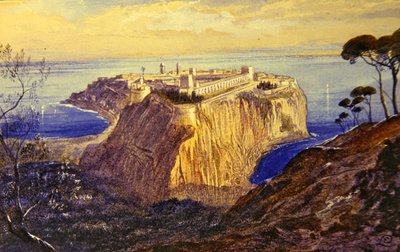 Monako (akwarela i gwasz na papierze) autorstwa Edward Lear