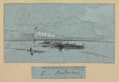 Palermo, z Widoki Sycylii (kreda i gwasz na niebieskim papierze) autorstwa Edward Lear