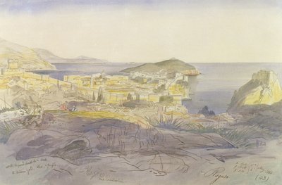 Ragusa (Dubrownik), 5-6 maja 1866 (pióro, atrament i toaleta na papierze) autorstwa Edward Lear