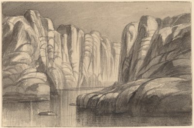 Rzeka wijąca się przez formację skalną (Filae, Egipt) autorstwa Edward Lear
