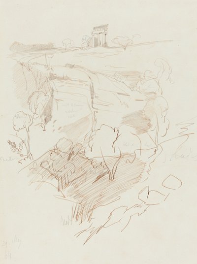 Zrujnowana świątynia na wzgórzu autorstwa Edward Lear