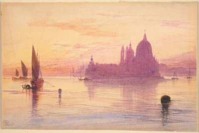 Santa Maria della Salute, Wenecja, o zachodzie słońca autorstwa Edward Lear