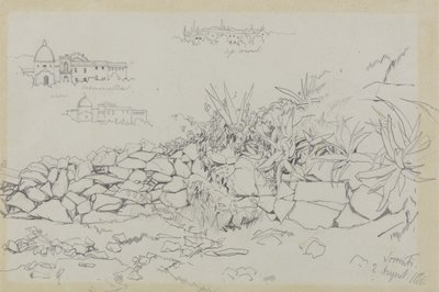Sorrento, 2 sierpnia 1838 (grafit na szarym papierze plecionym) autorstwa Edward Lear