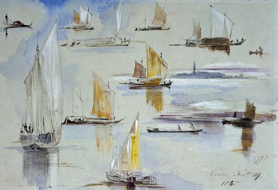Studia weneckich łodzi z adnotacjami. Malarstwo Edwarda Leara (1812-1888) autorstwa Edward Lear