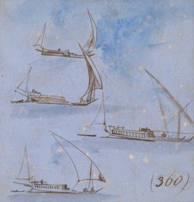 Badania łodzi na Nilu autorstwa Edward Lear