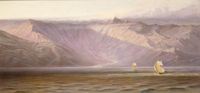 Rozległe mury Akrokeraunian, Wybrzeże Albanii (olej na płótnie) autorstwa Edward Lear