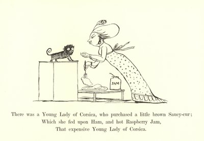 Była sobie Młoda Dama z Korsyki, która kupiła mały brązowy Saucy-cur autorstwa Edward Lear