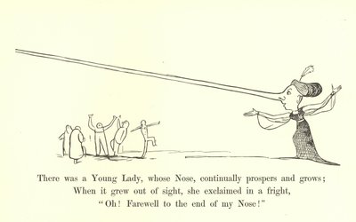 Była tam Młoda Dama, której Nos nieustannie prosperuje i rośnie autorstwa Edward Lear