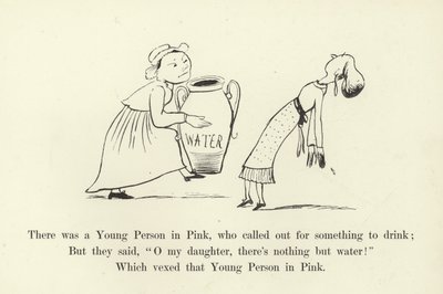Była Młoda Osoba w Różowym, która wołała o coś do picia autorstwa Edward Lear