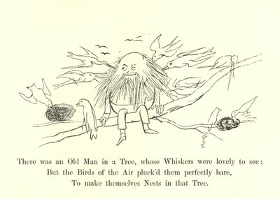 Był tam Stary Człowiek na Drzewie, którego Wąsy były piękne do zobaczenia autorstwa Edward Lear