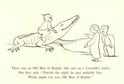 Był tam stary człowiek z Boulak, który siedział na grzbiecie krokodyla autorstwa Edward Lear