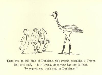 Był tam Stary Człowiek z Dunblane, który bardzo przypominał Żurawia autorstwa Edward Lear